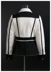 French Wool Black White Contrast Color Coat With Pocket