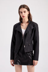 Women Leather Slim Thin Casual Jacket