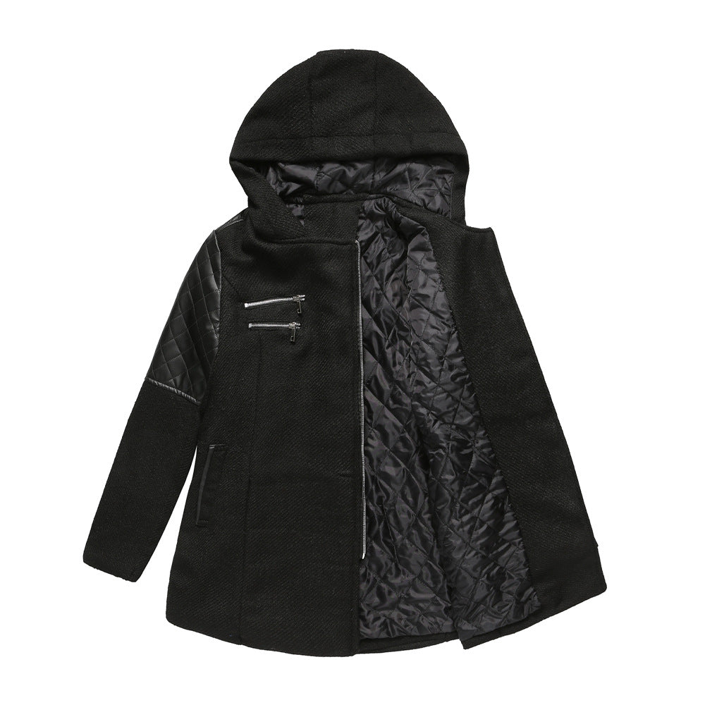 Women Hooded Woolen Coat