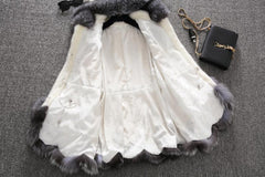 Women Faux Mid Length Mink Fur Coat