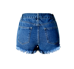 Floral Embroidery Worn Tassels Slim Fit Denim Shorts