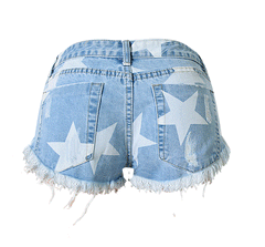 Women's Ultra Printed Tassel Denim Shorts