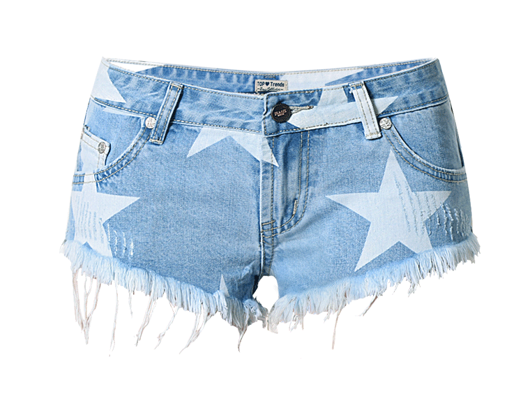 Women's Ultra Printed Tassel Denim Shorts