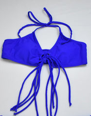 Sexy Solid Color Fringe Halter Backless Tassel Bikini Set
