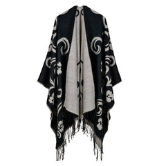 Floral Split Warm Shawl Cashmere Travel Cloak