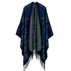 Floral Split Warm Shawl Cashmere Travel Cloak