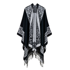 Floral Split Warm Shawl Cashmere Travel Cloak