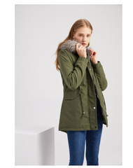 Women Big Fur Collar Thickened Cotton-Padded Coat