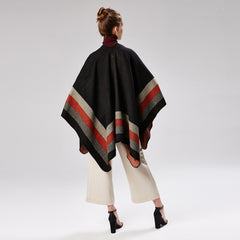 Women Four Bar Large Frame Split Cashmere Jacquard Shawl