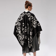 Floral Split Warm Shawl Cashmere Travel Cloak