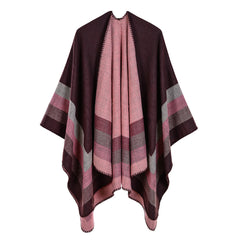 Women Four Bar Large Frame Split Cashmere Jacquard Shawl