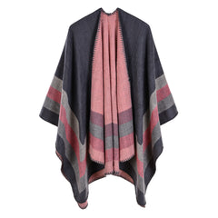 Women Four Bar Large Frame Split Cashmere Jacquard Shawl