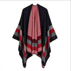 Women Four Bar Large Frame Split Cashmere Jacquard Shawl