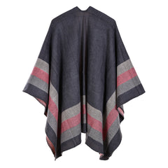 Women Four Bar Large Frame Split Cashmere Jacquard Shawl