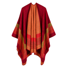 Women Four Bar Large Frame Split Cashmere Jacquard Shawl