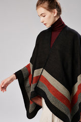 Women Four Bar Large Frame Split Cashmere Jacquard Shawl