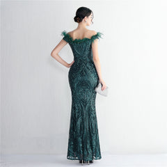 3D Strong Sequin Elegant Floral Slim Fit Evening Dress