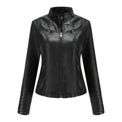 Women Thin Short Chic Motorcycle Leather Jacket