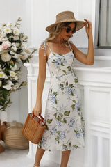 Summer Elegance Retro High Waist Floral Midi Dress