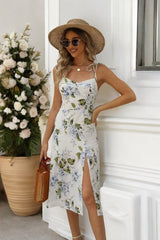 Summer Elegance Retro High Waist Floral Midi Dress