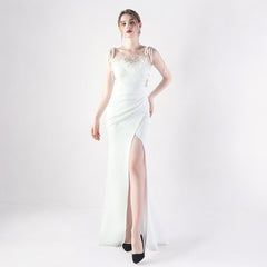 Elegant Double Binding Split Satin Evening Dress