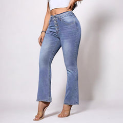 High Waist Bootcut Slim Fit Straight Jeans