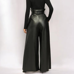 Women High Waist Faux Leather Pants