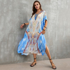 Loose Robe Floral Vacation Beach Dress
