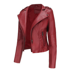 Long Sleeved Rivet Leather Jacket