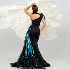 Elegant One Shoulder Cocktail Hairtail Evening Dress