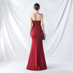 Elegant Off Shoulder Tube Top Satin Evening Dress