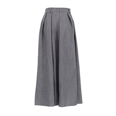 Retro Solid Color High Waist Pleated Long Skirt