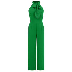 Summer Sexy Sleeveless Stand Up Collar Bowknot Straight Jumpsuit