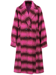 Women Casual Elegant Double Breasted Plaid Woolen Coat