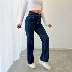 Casual Straight Leg Stretch Embroidery Jeans