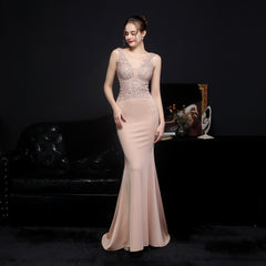 Elegant Lace Diamond Fishtail Evening Dress