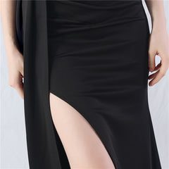 Elegant Folding Slit Satin Evening Dress