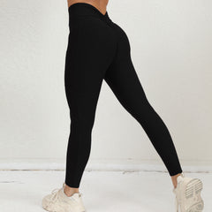 Pleated Two Side Pockets V Waist Yoga Pants