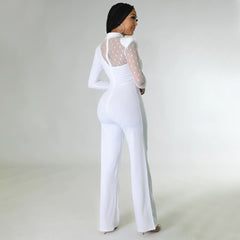 Women Solid Color Casual Straight Leg Jumpsuit