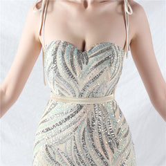 Elegant V-Neck Tube Top Sequin Evening Dress