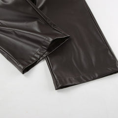 Sexy Low Rise Lining Matte Leather Pants