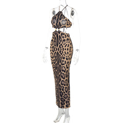 Sexy Leopard Print Bandeau Sling Party Dress