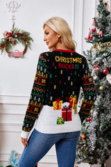 Elk Jacquard Christmas Santa Claus Knitted Sweater