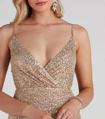 Women Sexy Deep V Plunge Sequin Party Dress