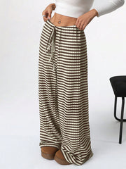 Women Stripe Drawstring Straight Leg Pants