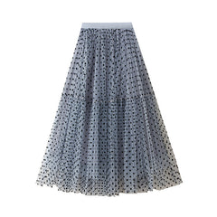 Loose Flocking Polka Dot Tulle Bubble Skirt