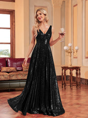 Elegant Sequin Beaded Sleeveless Evening Dress