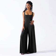 Casual Summer Knitted Sexy Sling Wide Leg Jumpsuit