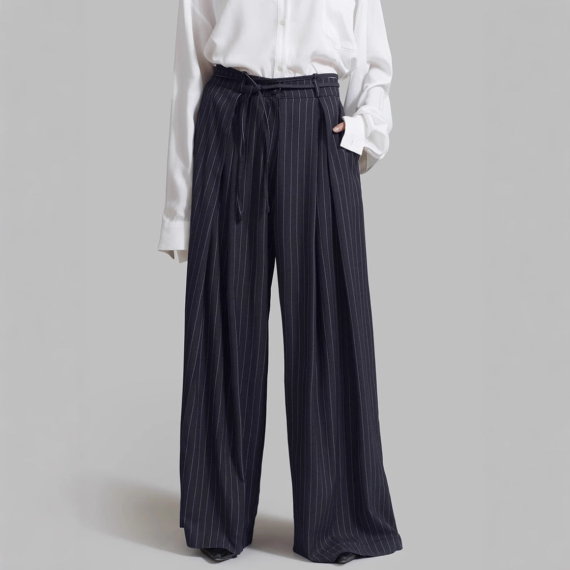 High Waist Striped Loose Drooping Casual Pants