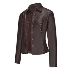 Rivets Thin Leather Jacket